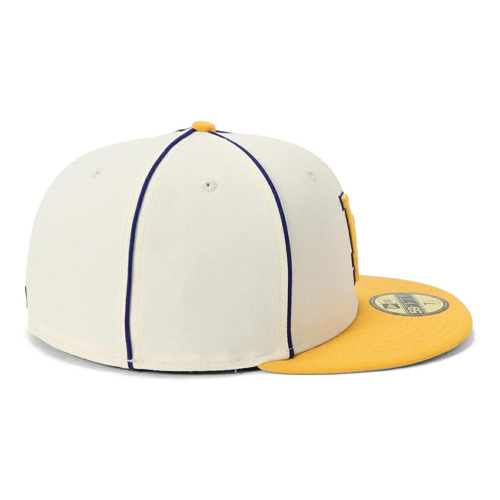 New Era 59FIFTY MLB LA Size 7 MLB Los Dod CRM Cap, 2-Tone Chrome/A Gold, 1/4, 5950, Piping, 2-Tone,