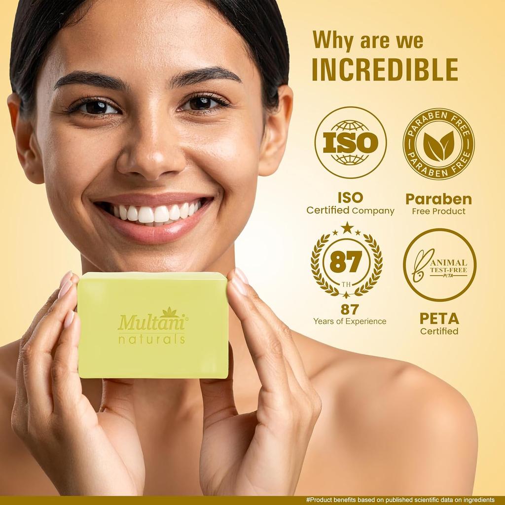 Multani Naturals Chandan Haldi Soap 125 g Pack Of 3 Pcs Hydrating Bath Bar For Glowing Skin Gentle Cleansing For All Skin Types
