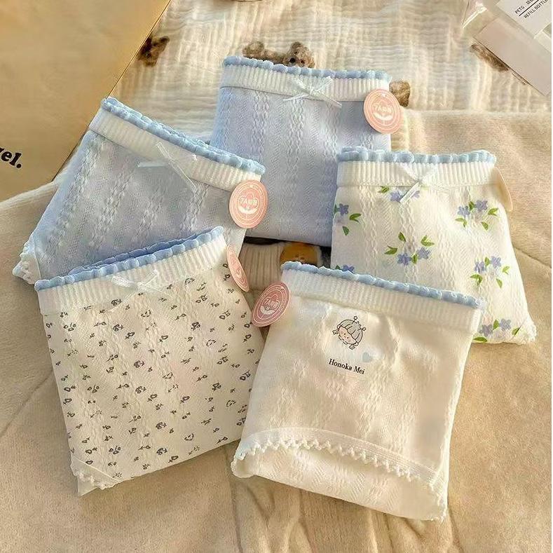 Neixiaoban Women's 5-Pack Pure Cotton Antibacterial Crotch Breathable Mid-Waist Triangle Underwear XL