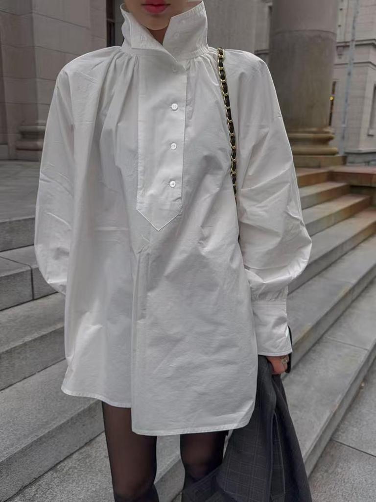 New French Chic Stand Collar Pullover - Loose, Slimming, Versatile Long Sleeve Casual Top for Women