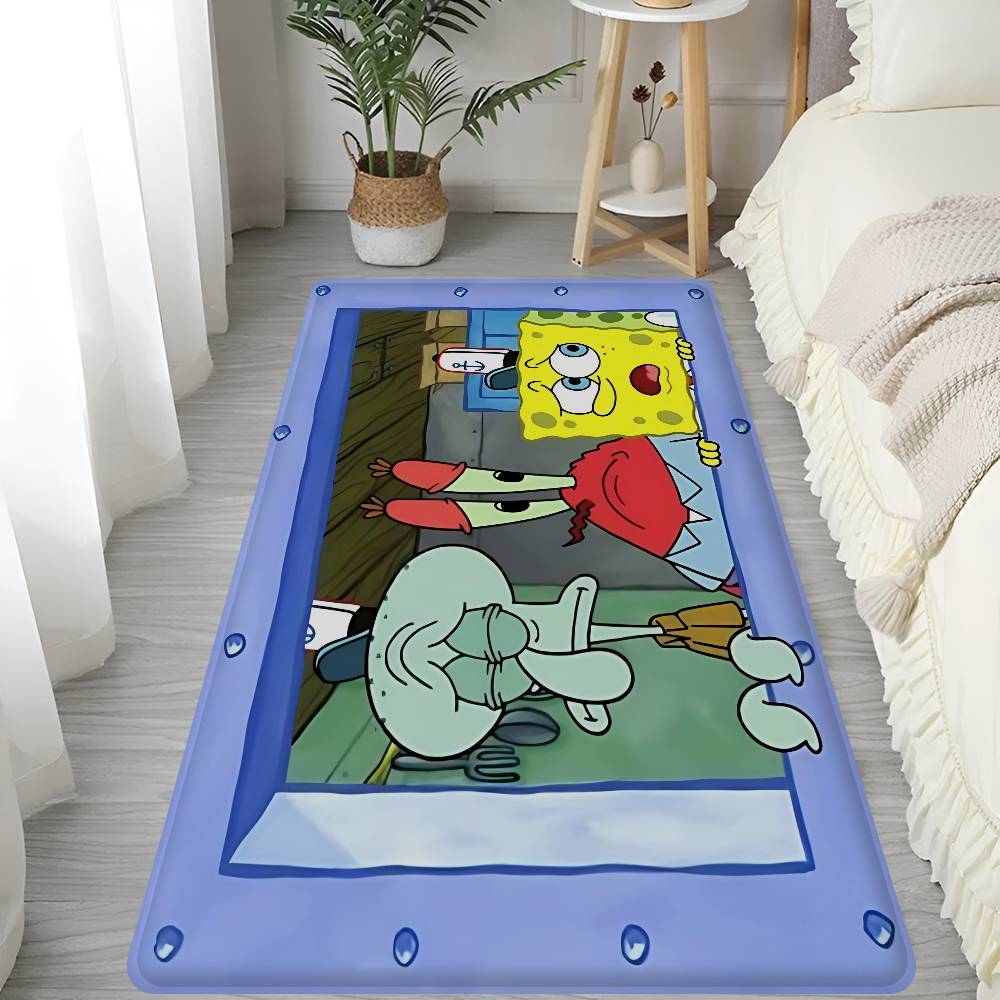 Cartoon S-Sponge-B-Bob Kitchen Mat Kids Room Bedroom Decoration Balcony Anti-Slip Doormat Living Room Alfombra