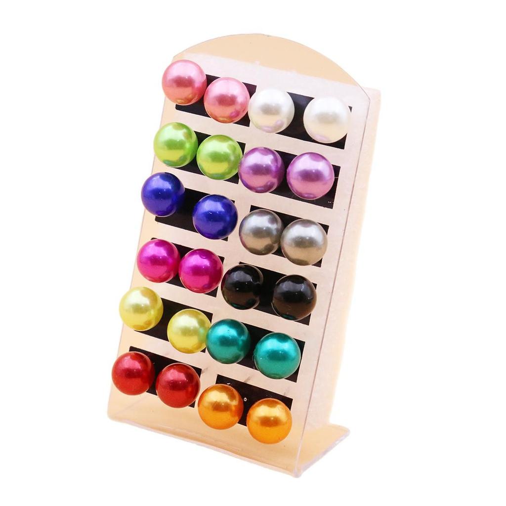 Classic 12-Pair Pearl Stud Earrings Set with Iron Needle