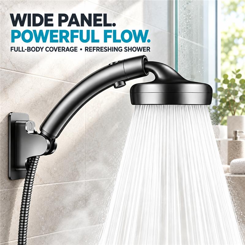2-in-1 Handbrause Hochdruck Drehbarer Winkel Duschkopf mit Regenfunktion Einstellbar Wassersparend Badezimmerzubehör