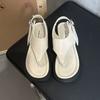 Fashion thick-soled toe sandals female summer 2025 new fairy wind soft-soled pinched feet student Roman beach shoes