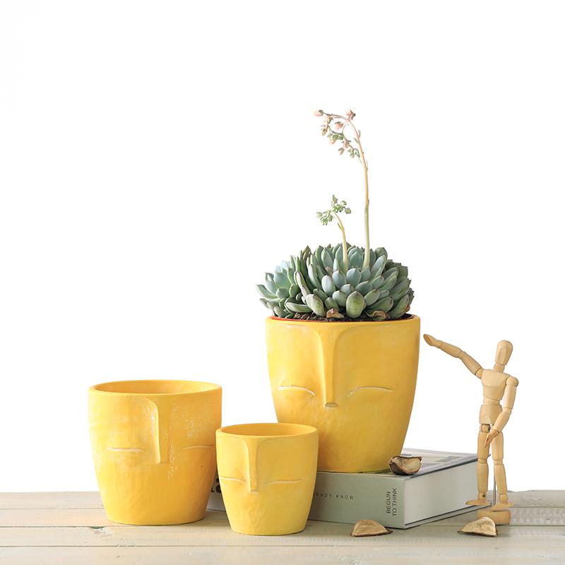 Creative Face Head Vase Succulent Green Plant Potted Gardening Decoration Abstract Figure Ceramic Flower Pot Crafts Vase Home