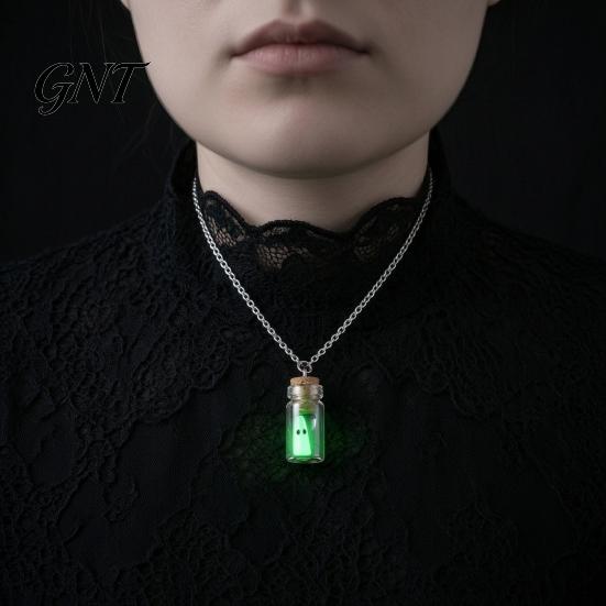 Gothic Style Accessories Glow Ghost Necklace, Glow-in-The-Dark Bottle Pendant, Cute Dark College Jewelry Earrings, Halloween for Women Men Cosplay
