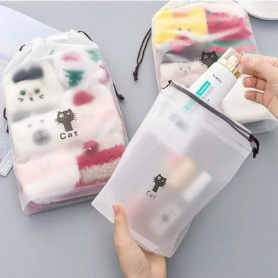 3pcs/set Household Matte Plastic Bag Drawstring Storage Bags for Clothes/Shoes Portable Travel Storage Pouch Packaging Baging