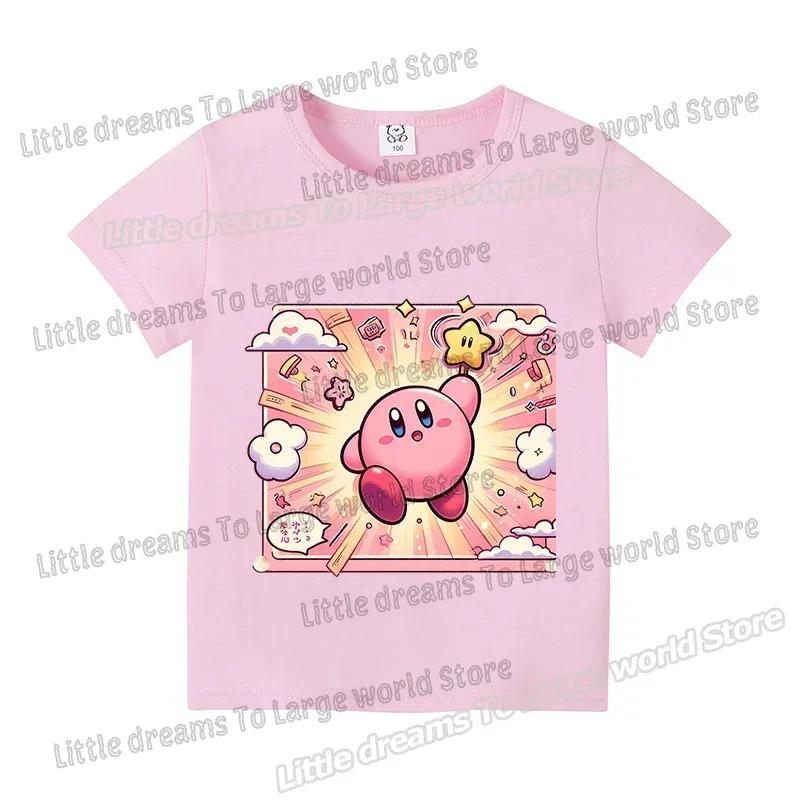Kirby Tričko s krátkým rukávem Kluci Dívky Topy Oblečení Kreslené Bavlněné Tričko Roztomilé Anime Ležérní Oblečení Tričko Móda Y2K Tričko Dárek