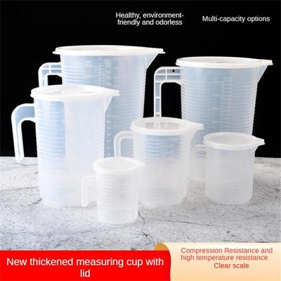 Gobelet doseur gradué en plastique, grande capacité, gobelet de laboratoire transparent avec couvercle, gobelet de mélange transparent, cuisine, pâtisserie