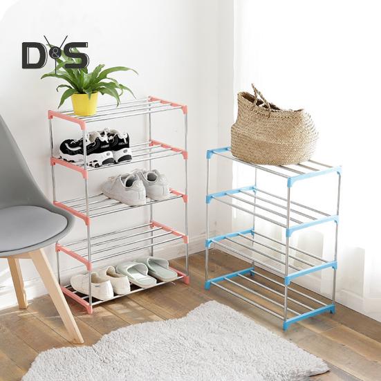 HOW-E 3/4 Layers Shoe Rack Assembled Easy Installation Stainless Steel Household Slipper Storage Shelf