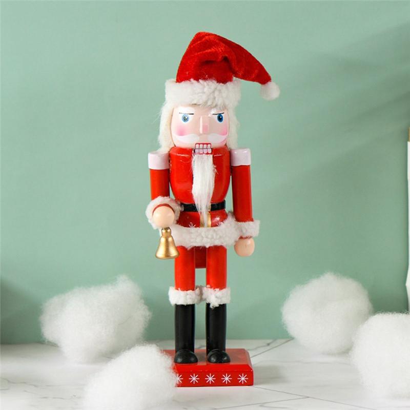 AEE4-1 PCS Wood 25CM Wood Nutcracker Santa Figure Ornaments Christmas Home Decor Present Ornaments