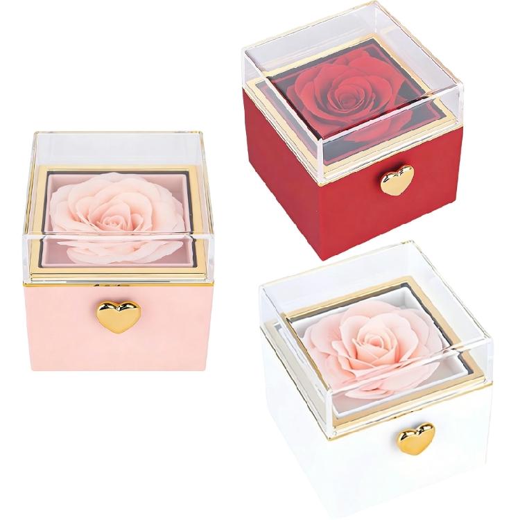 Innovative drehbare Ringbox mit schönem Blumenanhänger Schmuck-Präsentationsetui Geeignet für besondere Überraschungen