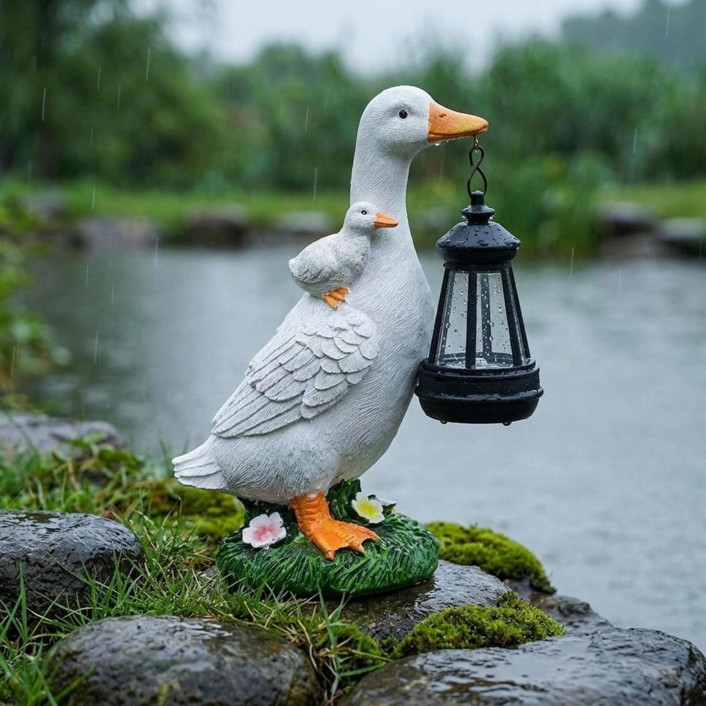 Garden Statue Figurine Lights with Solar Lantern Home Decor Crafts Cute for Balcony