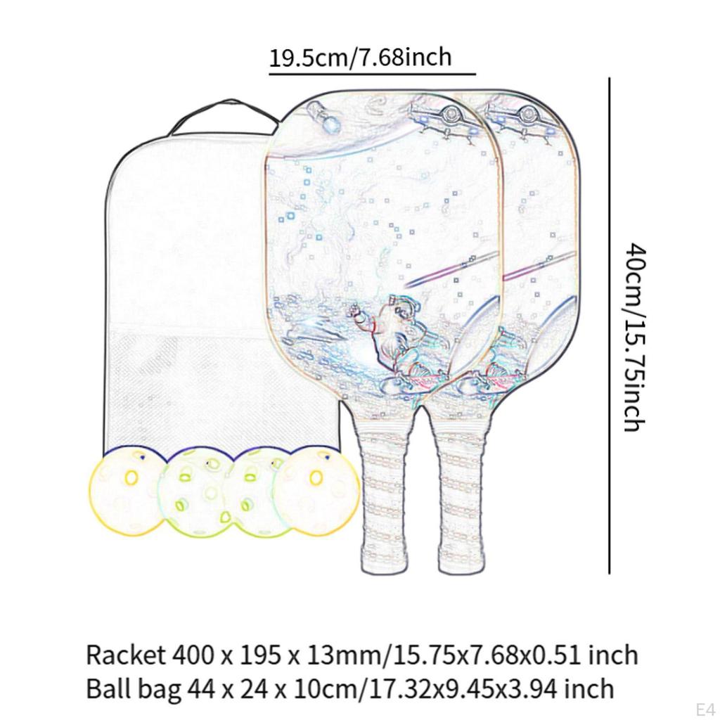 Astronaut Themed Pickleball Paddles Set Beginner Equipment Creative with Bag Light Blue