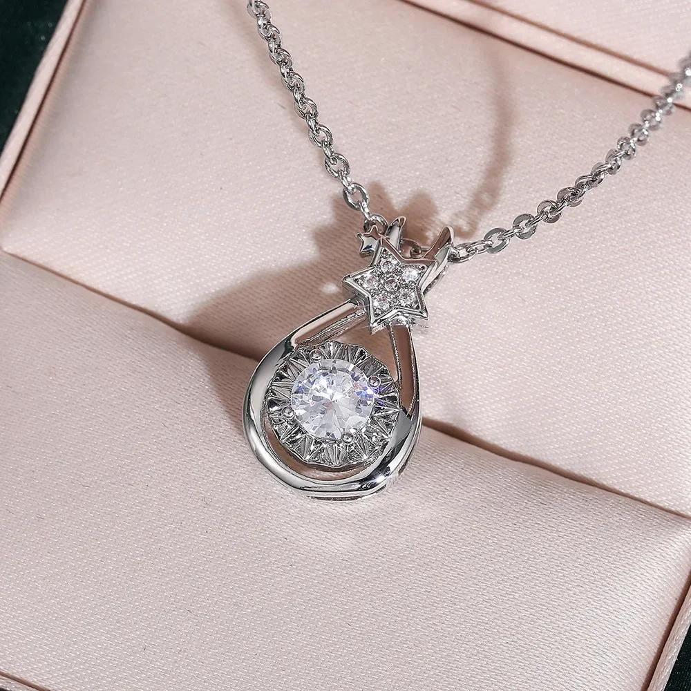 Gift Creative Style Star Shape Pendant Necklace For Women Lovely Neck Jewelry With Brilliant Cubic Zirconia Daily Collocation
