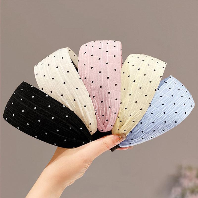 Breites Stirnband mit Polka Dots für Damen - 2025 Frühling/Sommer Voluminöses Rutschfestes Haaraccessoire