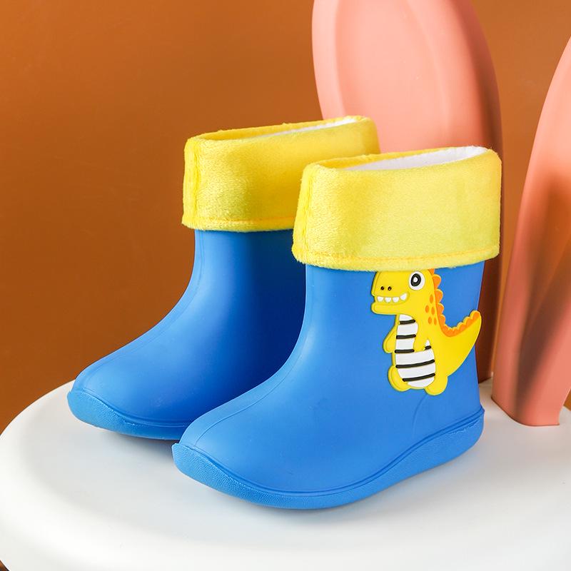 

Дитячі водонепроникні дощові черевики з мультяшними динозаврами зі шнурком, на бавовняній підкладці, для хлопчиків і дівчаток, ідеальні для дитячого садка. Inner 16cm (Size 25-26)