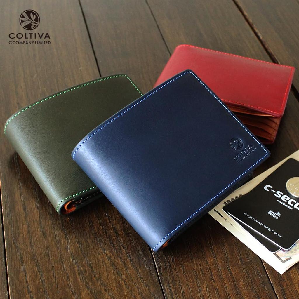 CCOMPANY LIMITED Men's Bifold Wallet with Coin Purse and Card Case, Full Vegetable Tanned Cowhide Leather, Cortiva 2 (Red)