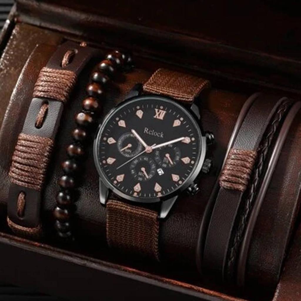 Men's 3-Piece Business Gift Set: Watch, Bracelet, and Necklace for Holidays or Birthdays