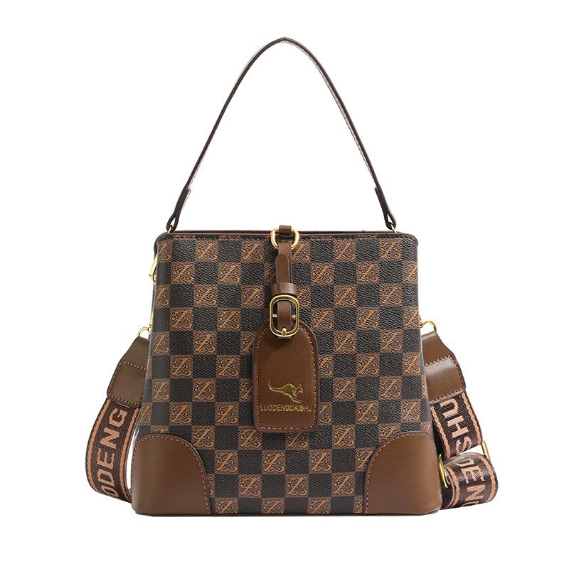 Women's Bag New Women's Bucket Bag Wide Shoulder Strap Large Capacity One Shoulder Messenger Bag Wide Shoulder Strap Women's Bag