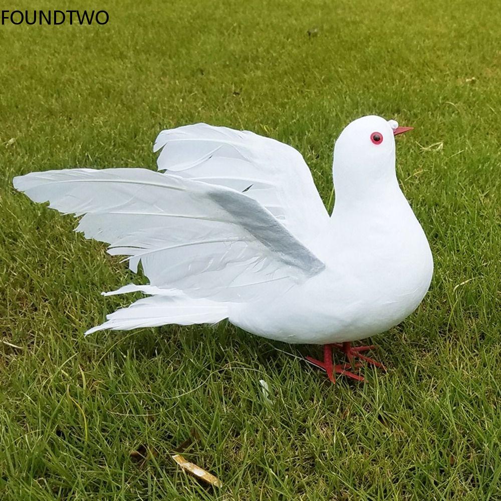 1Pcs Artificial White Pigeon Simulation Foam Feather Birds Spread Wings Dove Handcrafts For Wedding Home Garden Decoration