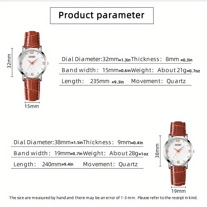2PCS Fashion Couple Set Watches Luxury Men Women Business Casual Leather Quartz Watch Simple Brown Wristwatch Reloj Mujer