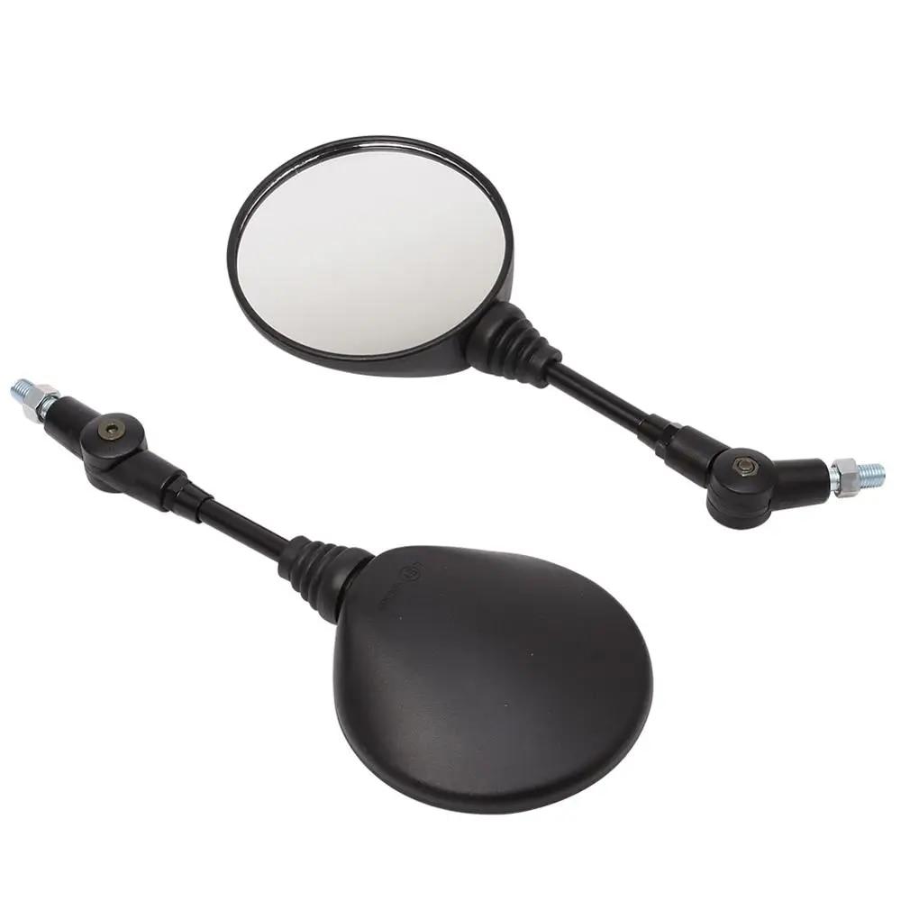 Motorcycle Black Universal 10mm Side Mirror Rearview Mirror Anti-fall Folding Round Mirror