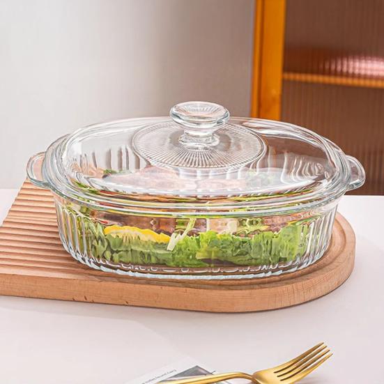 Žáruvzdorná skleněná zapékací mísa s uchy Průhledná obdélníková forma na dort do trouby, mikrovlnky, lednice Víceúčelová zapékací mísa na lasagne, ryby