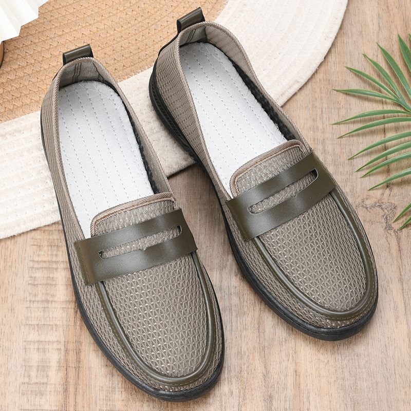 Herren Sommer Mesh Schuhe Atmungsaktiv Hohle Leichte Herren Sandalen Flache Sohle Rutschfest Ein Fuß Arbeitsschuhe Herren