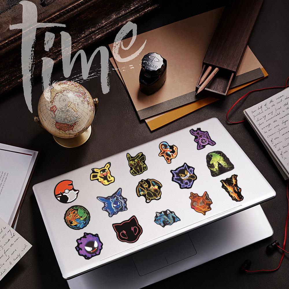 50 Neon Pokémon Cartoon Stickers - Cute Pokémon Pocket Monsters Stickers