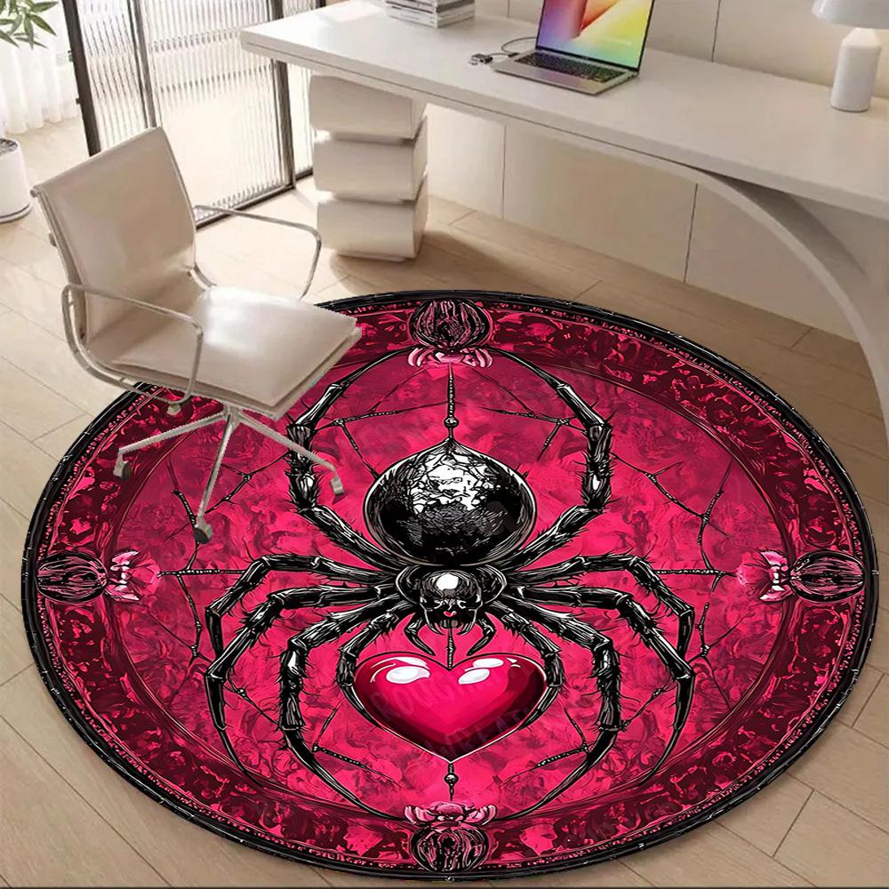 1PC Spider Web Office Round Area Rug, Mat Suitable For Office, Under Office Chairs Bedroom Living Room Home Decor, Room Deco
