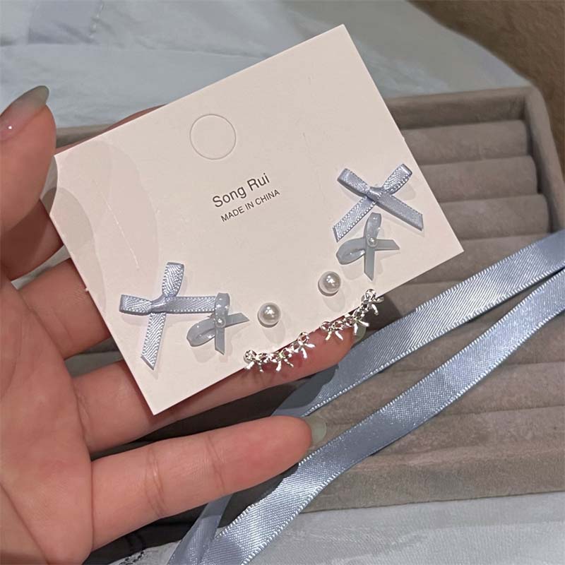 

Набор из 6 пар корейских розовых серег-гвоздиков в форме бантиков и сердечек с жемчугом для женщин, милые серьги-шармы с жемчугом и цирконом, подарки