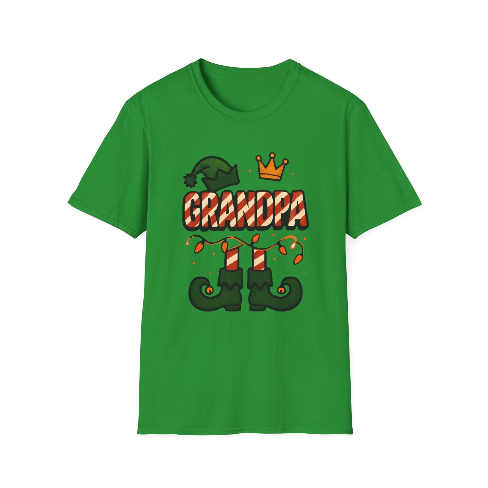 Unisex Softstyle T-Shirt Mens Womens Tees Top Grandpa Elf Candy Cane Crown Christmas Holiday 3XL