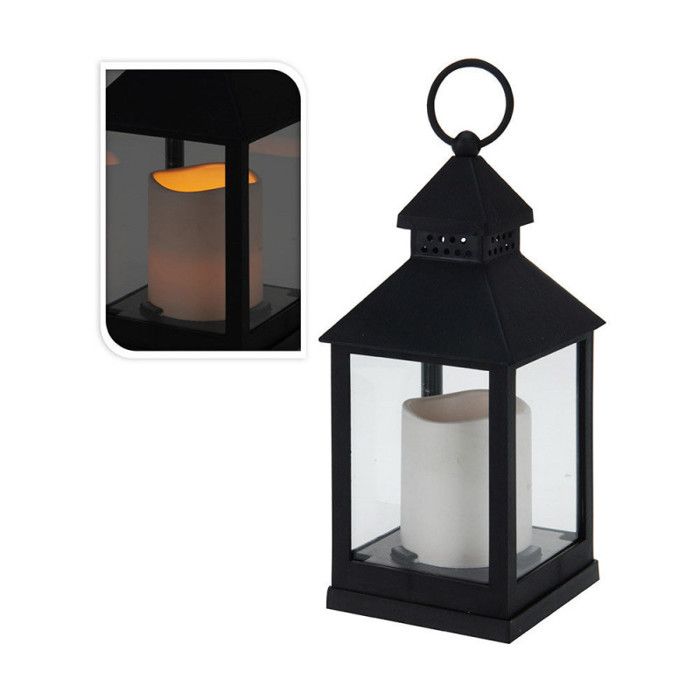 GENERIQUE - Lanterne À Bougie Led 10.5x10.5x23cm Noir