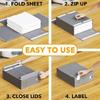 Bedding Storage Bag with Fabric Exterior for Sheet and Duvet Cover Sorting, Covered Case for Bedroom Shelf Use