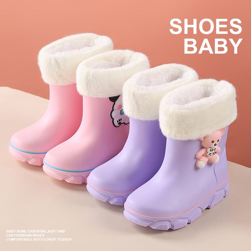 Children's Waterproof Non-slip Rain Boots for Kindergarten - Cute and Comfy with Velvet Lining