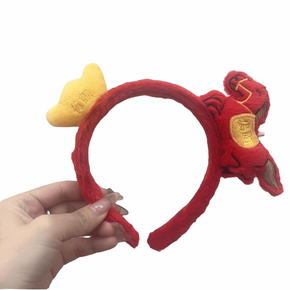 Red Cartoon Horse Hair Hoop Exquisite New Year Mascot Headband Cute Pony Headpiece  Celebration