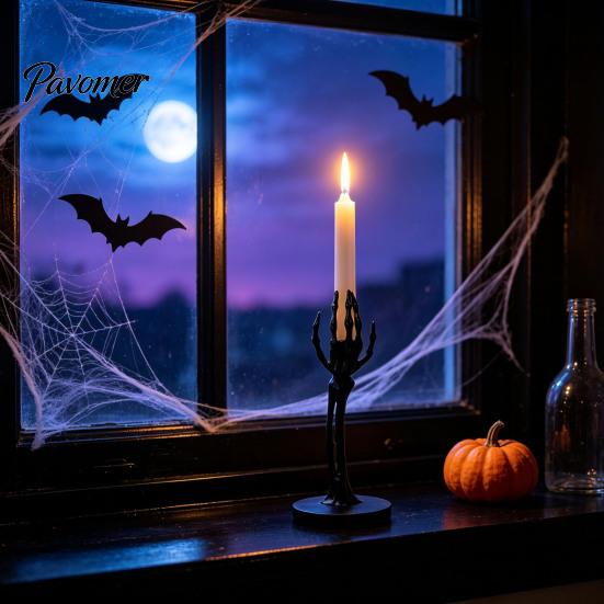 Vintage Style Gothic Room Accent Candle Holder, Spooky Skeleton/Skeleton Hand Taper Resin Decorative Holder for Shelf Candlestick Decoration Halloween