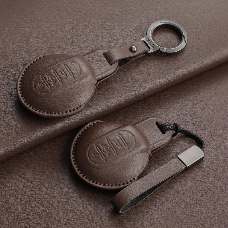 Kožený kryt na klíče od auta pro BMW MINI COOPER S ONE JCW F54 F55 F56 F57 F60 CLUBMAN COUNTRYMAN Držák na dálkový ovladač Shell Keychain