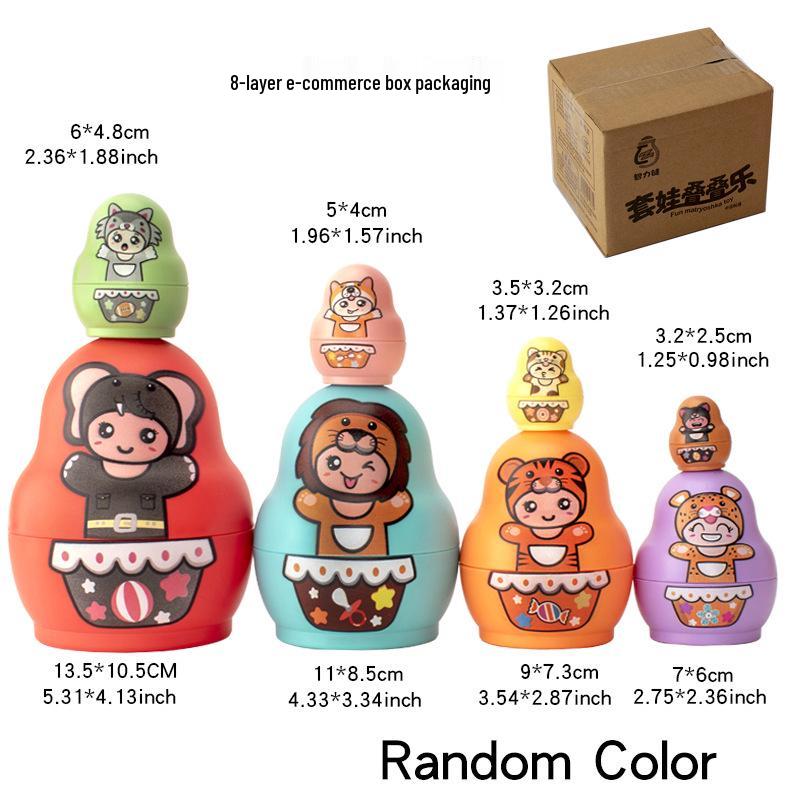 Children's Educational Stacking Toy with Cartoon Animal Patterns - 6 & 8 Layer Options