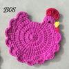 Animal Shaped Coasters Crochet Hen Coaster, Handmade Chicken Shape Knitted Mat Novelty Gift for Coffee Cup, Cute Kitchen Countertop Bar Accessory