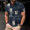 Mens Oversized Retro American Style Polo Shirt With 3D Digital Print Pique Cotton Breathable Comfortable Casual Wear