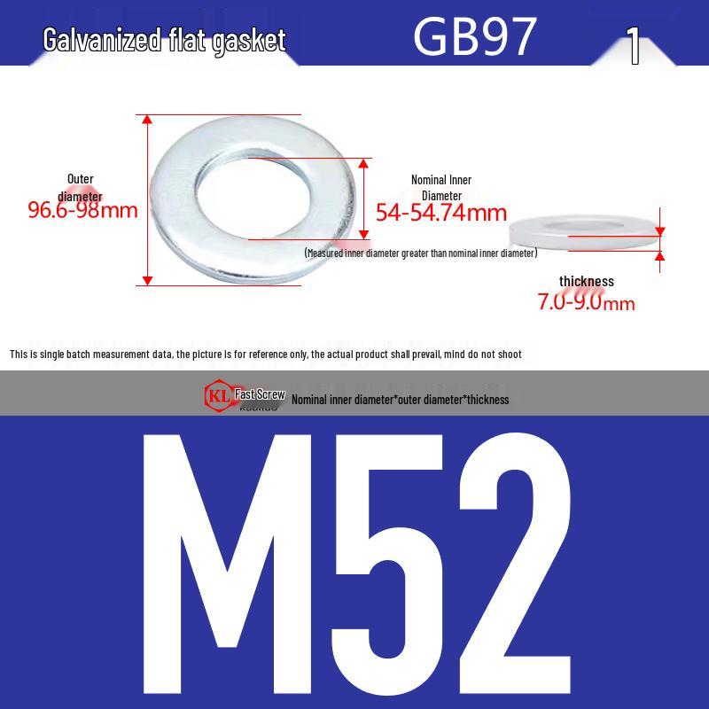 Galvanized Hex Nuts, Flat Washers, Spring Washers in M2-M48, Blue and White Zinc Coated