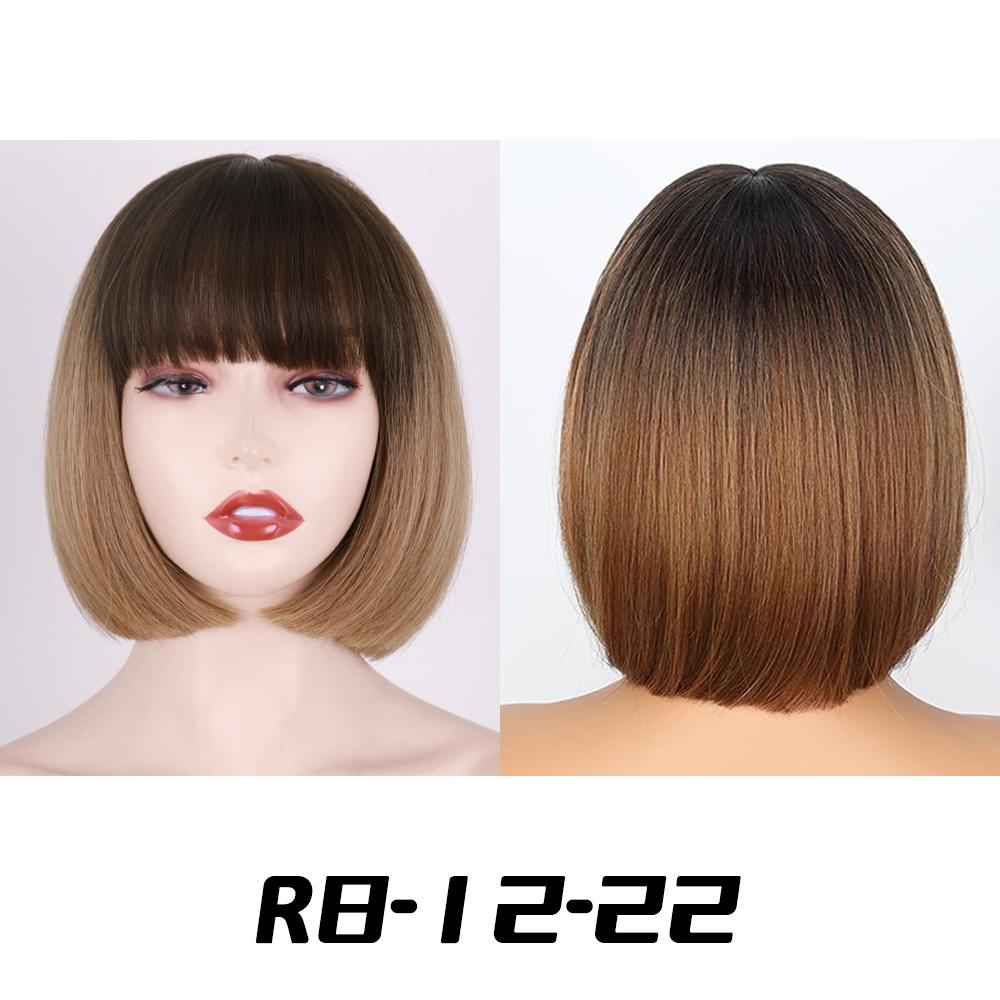 MISSQUEEN Synthetic Chic Bob Wig with Bangs Natural Straight Black Hair Elegant Shoulder-Length Cut Perfect For Women’s Fashion Accessories