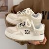 2025 Spring Niche Panda Black and White Ugly Cute Little White Shoes Children Platform Versatile Leisure Students Running Board Shoes Tide