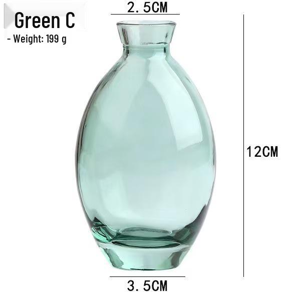 Lux Mini Colored Glass Vase Set for Hydroponic Flowers - Transparent Decorative Ornaments for Living Room