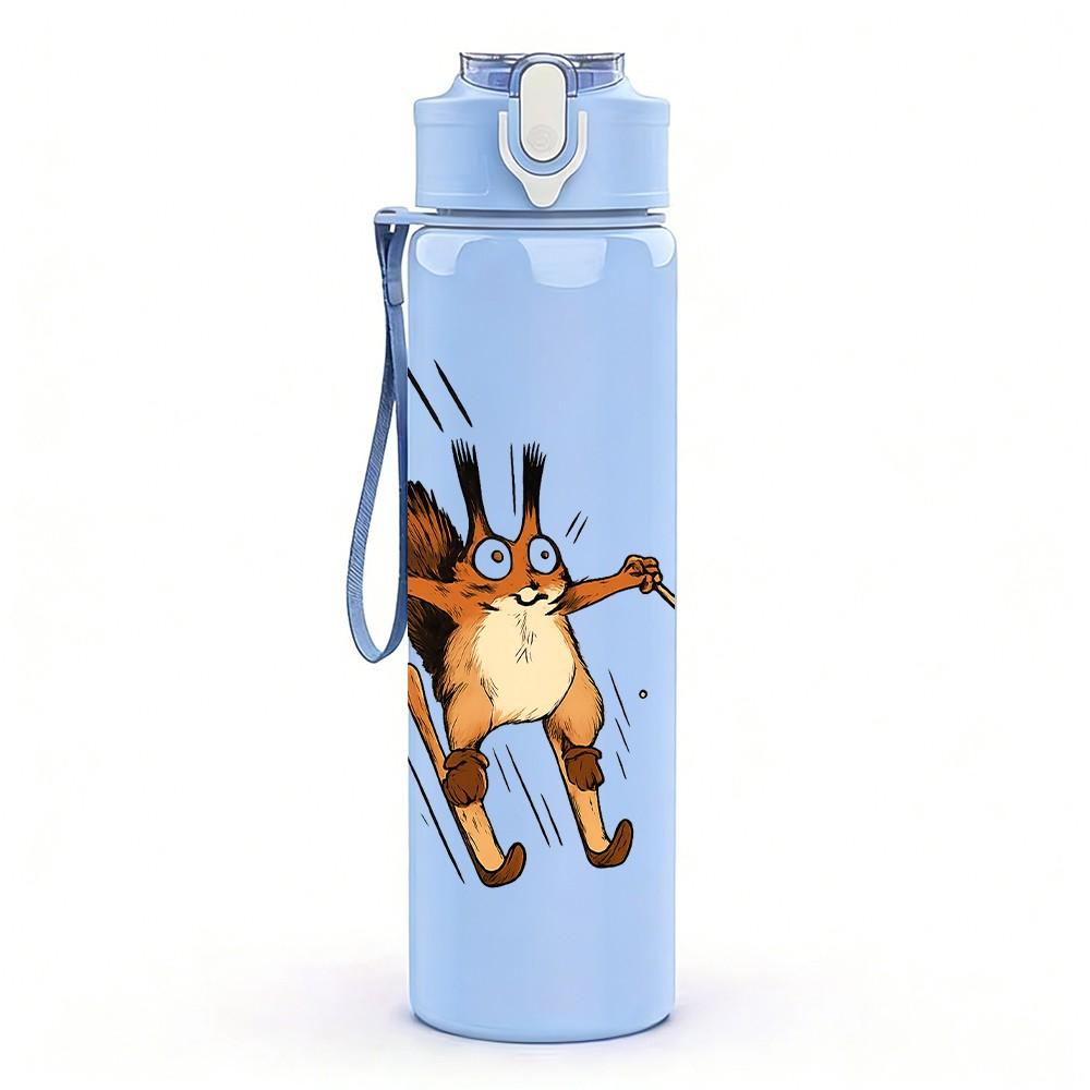 1PC Swinging Monkey Cartoon 750ml Color Plastic Sports Water Bottle Leakproof Flip Straw Lid Suitable for Sports Office Home Use