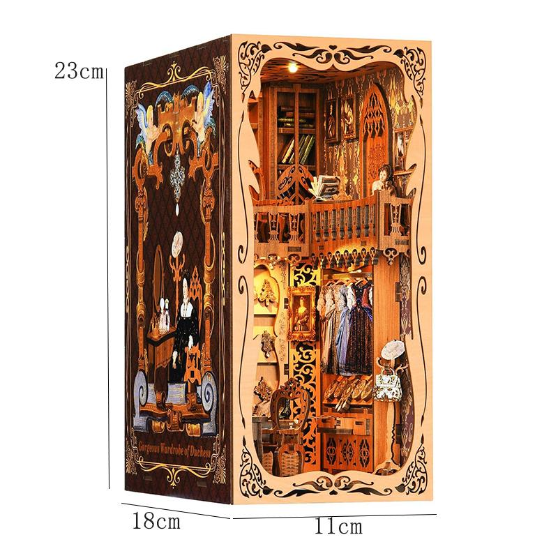 DIY Book Nook Kit Magic House Wooden 3D Puzzle Bookshelf Insert Decor Dollhouse Model Bookend Building Home Decoration Gifts