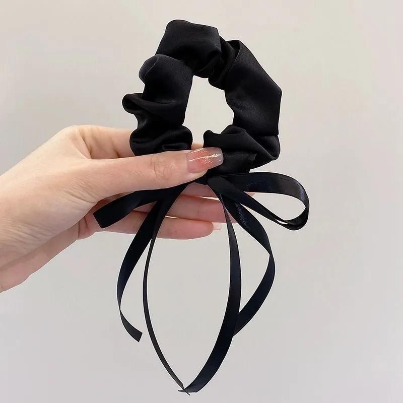 

Korean Bow Streamer Hair Ring Women s Fashion Simple and Versatile Scrunchie Outdoor Hair Accessories чорний
