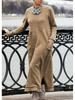 Solid Color Round Neck Loose Lace Plus Size Knitted Pullover Dress